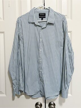 Bonobos Men's Blue Plaid Button-Down Shirt XL Standard Fit Preppy Classic